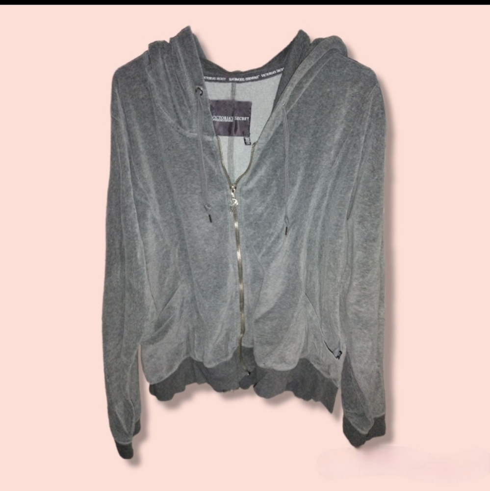 Victoria's Secret Supermodel Essentials Velvet Velour Full Zip Hoodie SUPER SOFT